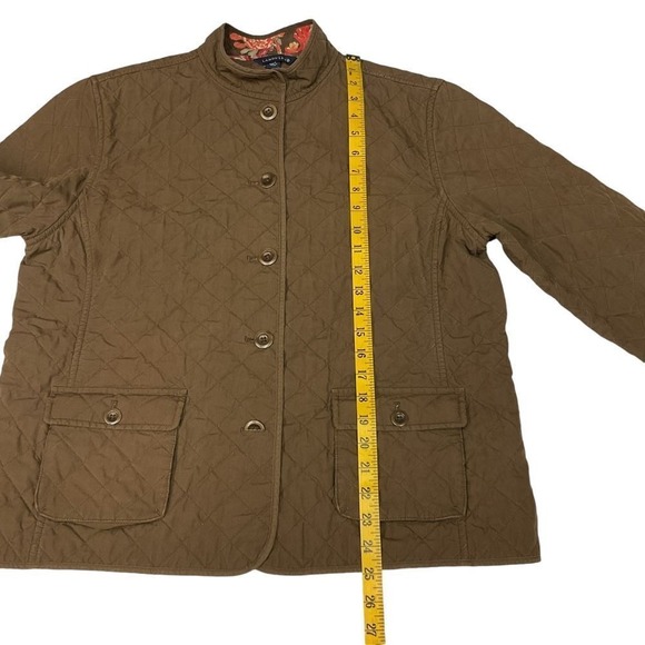 Lands' End Thermolite Reversible Barn Quilted Jacket Brown Floral Print Size‎ L - Picture 12 of 16